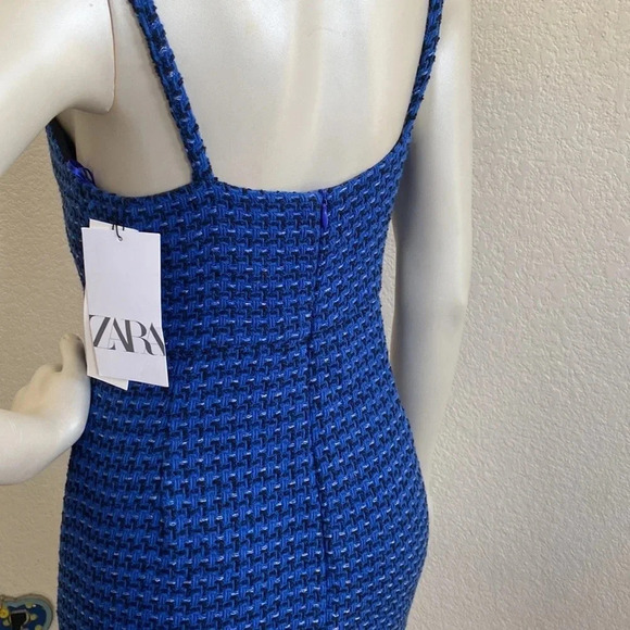 NWT ZARA Texture Tank Dress Blue Size Small - Picture 8 of 13